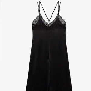 Zara Black Lace-Trim Satin Jumpsuit - Women Intimates & Sleepwear